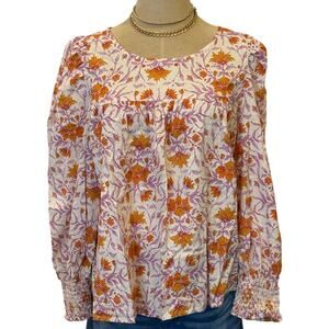 UNIVERSAL THREAD Pink Orange Floral Top Shirt Women size L
